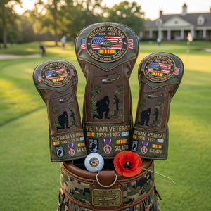 🎖️ Last Day Promo: 49% OFF ⛳️Vietnam Veteran Tribute Elite Leather Golf Head Cover -1955-1975 Service Tribute✈️Buy 2 Free Shipping Today!