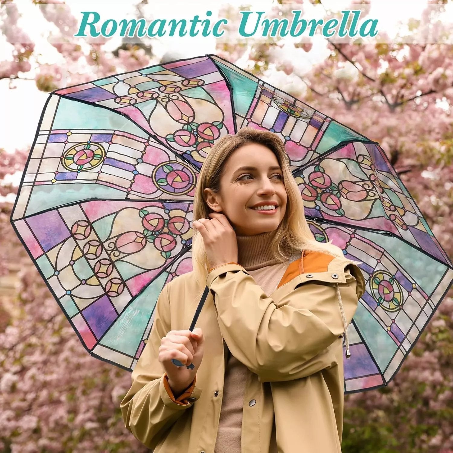 ClearVista | Hand-Painted Stained Glass Umbrella