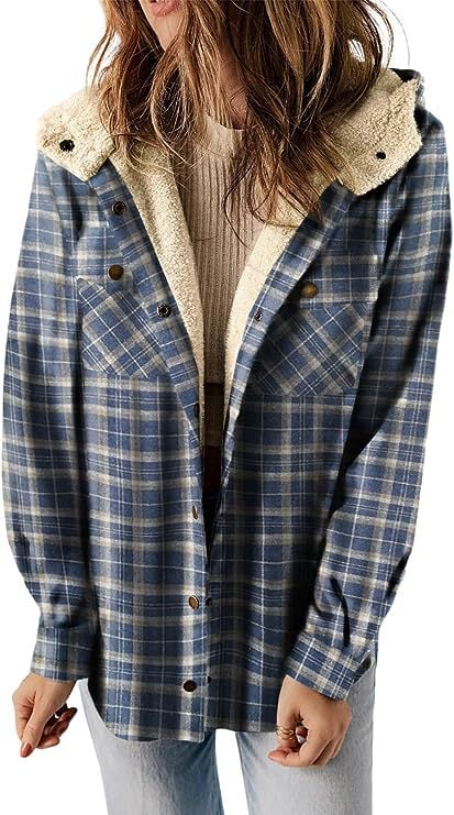 MapleLane - Relaxed Fit Fleece Plaid Jacket