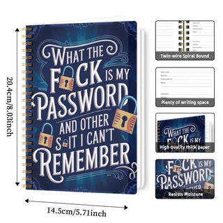 🔥Last Day 50% OFF - 📅Funny Password Notebook - Spiral Bound with Lock Icons & Funny Security Phrases✍️