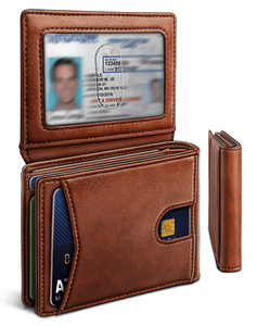 Slim Leather Wallet Front Pocket Card Holder Gift For Men 11 Slots RFID Blocking