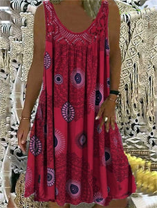 BreezeBloom – Sleeveless Summer Print Dress