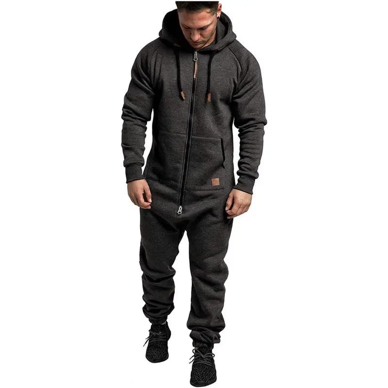 Men's hooded fleece lined jumpsuit