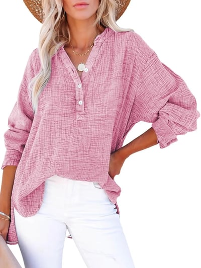Velura - Relaxed Fit V-Neck Blouse – Soft & Effortless Style