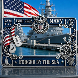 U.S. Navy “Forged By The Sea” License Plate Frame