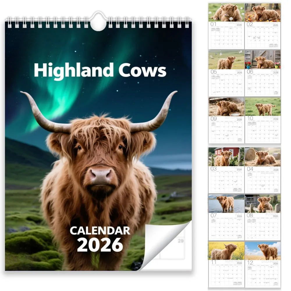 HighlandCharm – 2026 Highland Cattle Wall Calendar