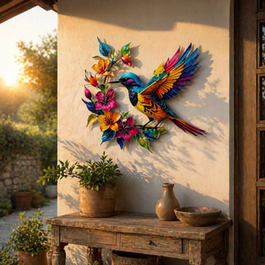 GardenWhisper – Floral Hummingbird Hanging Wall Art