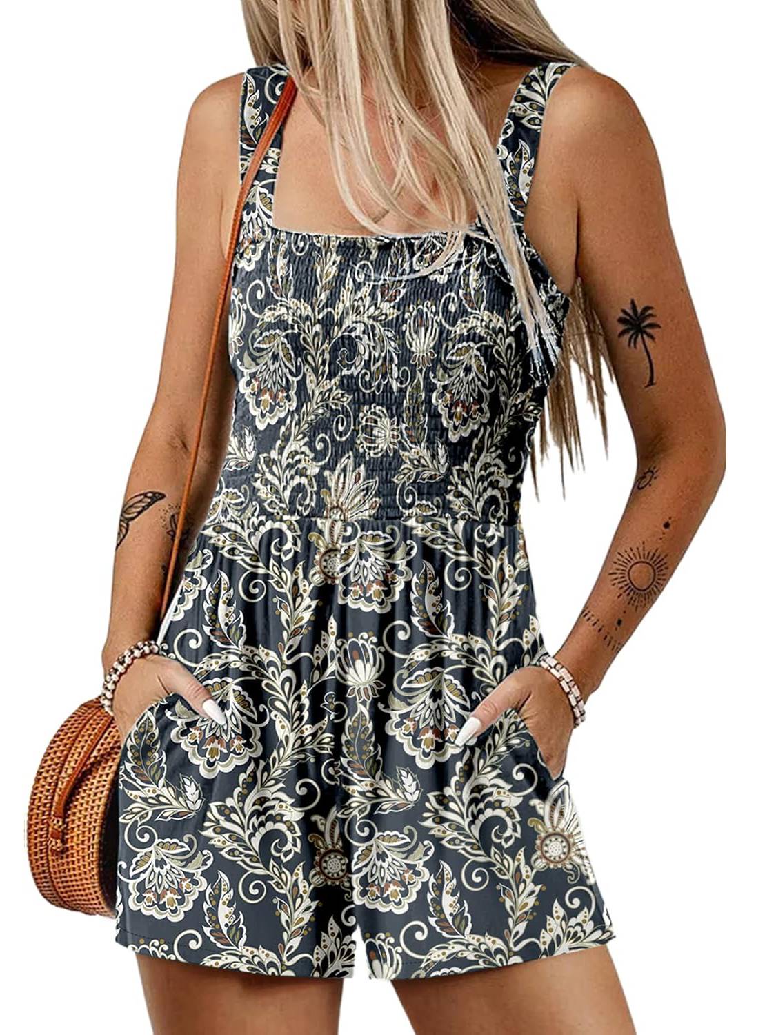 VeloraChic – Summer Square Neck Loose Casual Romper