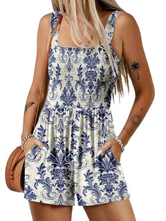 VeloraChic – Summer Square Neck Loose Casual Romper