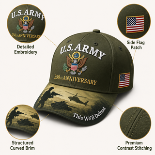 .S. Army 250th Anniversary Commemorative Embroidered Cap 🇺🇸