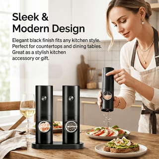 🧂⚡Electric Salt & Pepper Grinder Set – 2 Pack Automatic Spice Mills