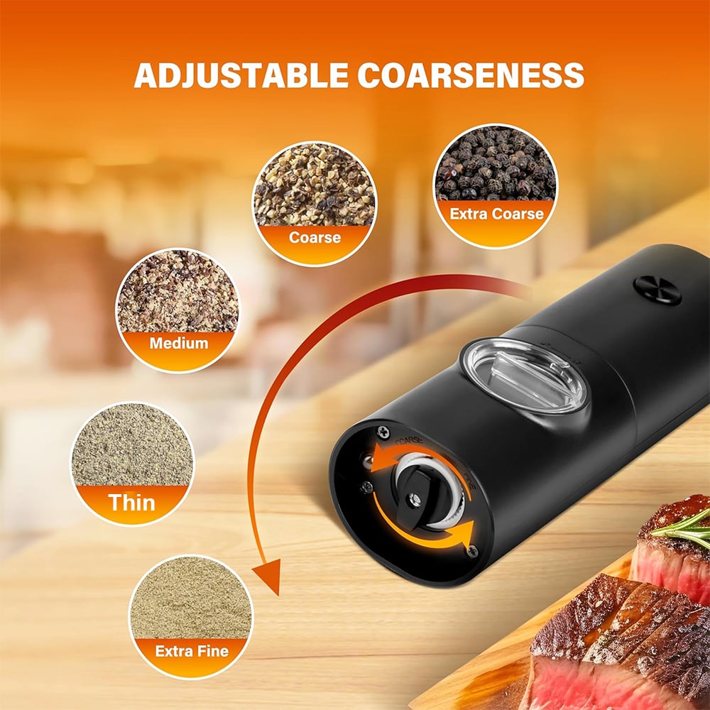 🧂⚡Electric Salt & Pepper Grinder Set – 2 Pack Automatic Spice Mills