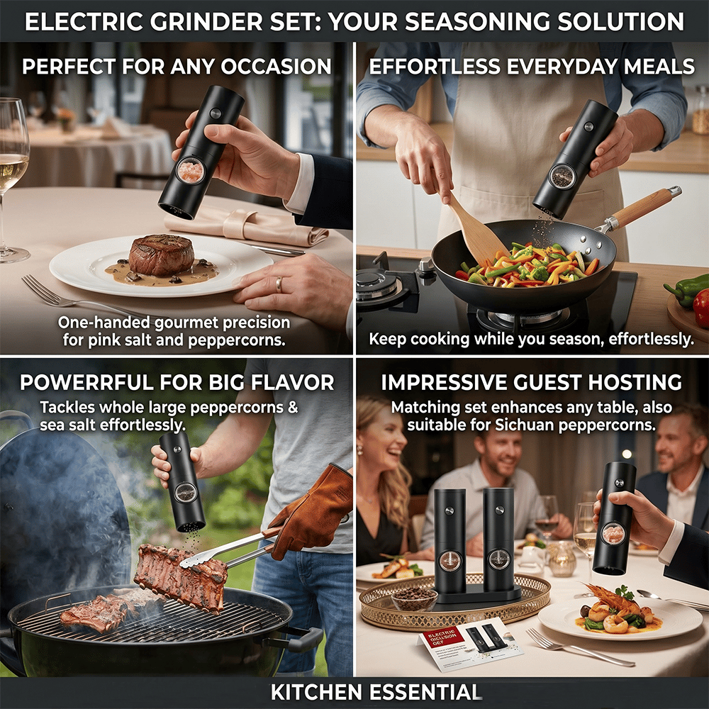 🧂⚡Electric Salt & Pepper Grinder Set – 2 Pack Automatic Spice Mills
