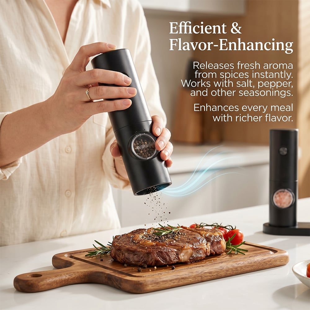 🧂⚡Electric Salt & Pepper Grinder Set – 2 Pack Automatic Spice Mills