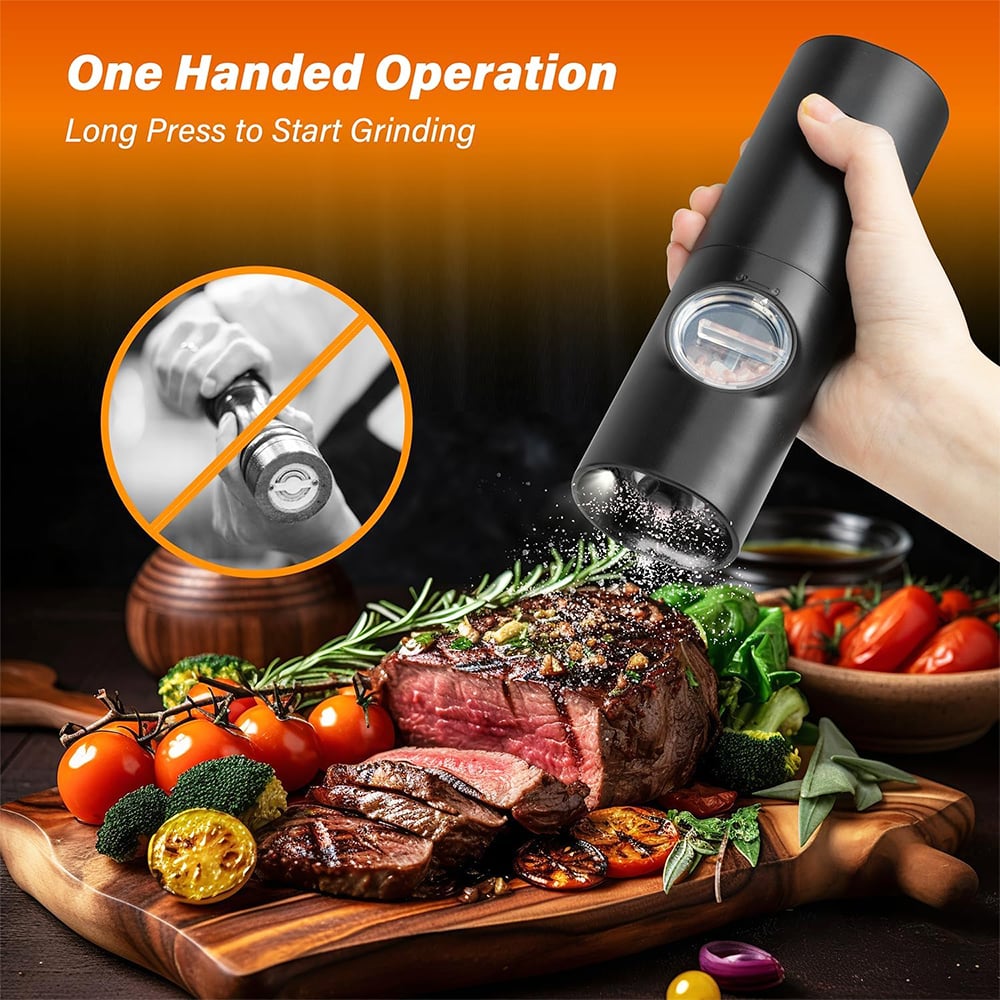 🧂⚡Electric Salt & Pepper Grinder Set – 2 Pack Automatic Spice Mills