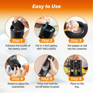 🧂⚡Electric Salt & Pepper Grinder Set – 2 Pack Automatic Spice Mills