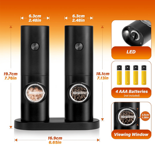 🧂⚡Electric Salt & Pepper Grinder Set – 2 Pack Automatic Spice Mills