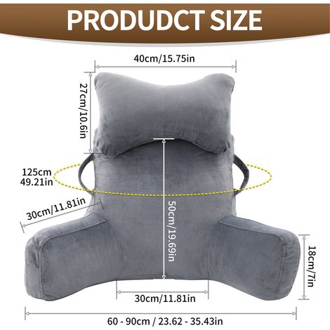 Reading Pillow, Cuddle Cushion with Detachable Neck Roll & Higher Support Arm, Backrest Support Pillow Lumbar Cushion Sofa Back Support Chair Bed Rest for Reading Relaxing Watching TV, XL - 1