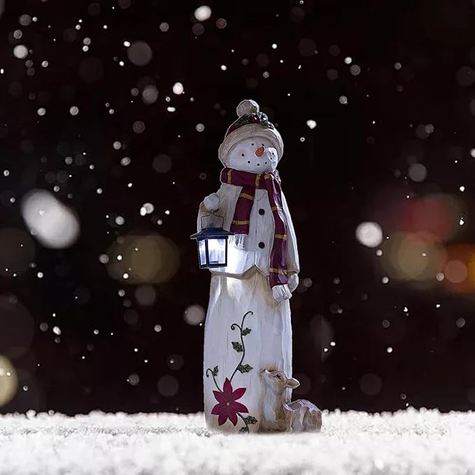 TwinkleFrost | Woodland Snowman with Solar Lantern