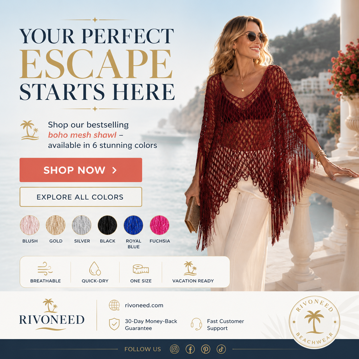 SunDrape – Flowy Tassel Crochet Beach Cover Up