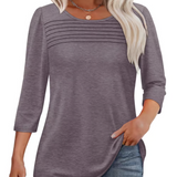 LuxeDrape - Elegant Pleated Front T Shirt