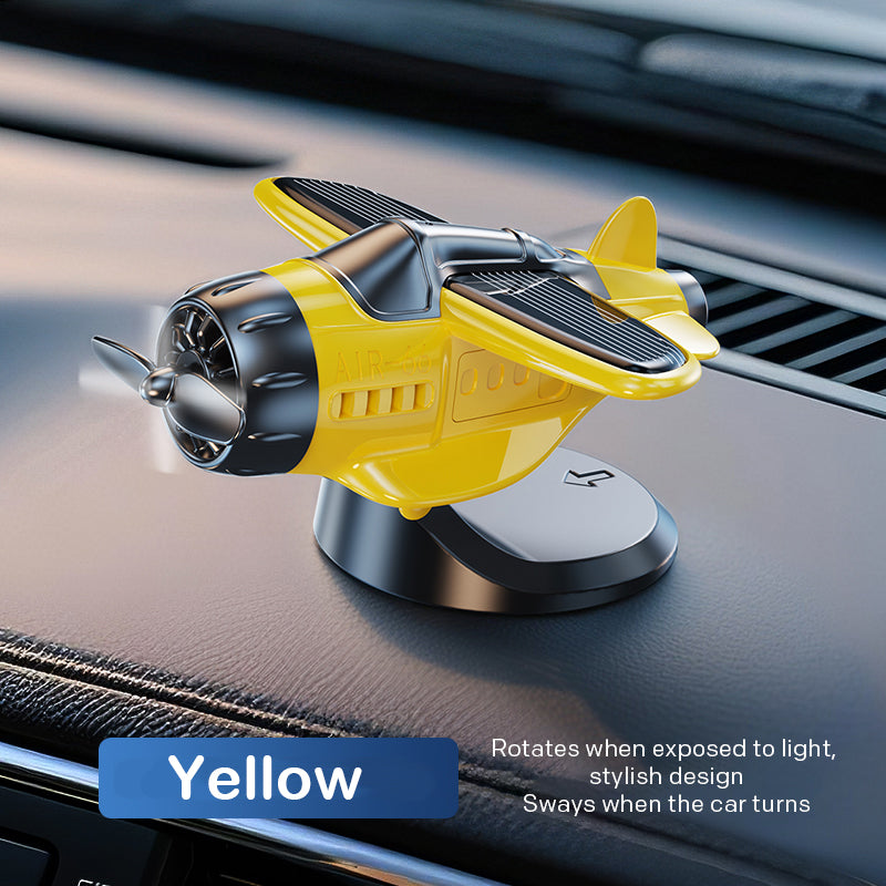 SkySpin – Retro Solar Airplane Dashboard Ornament