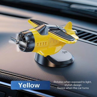 SkySpin – Retro Solar Airplane Dashboard Ornament