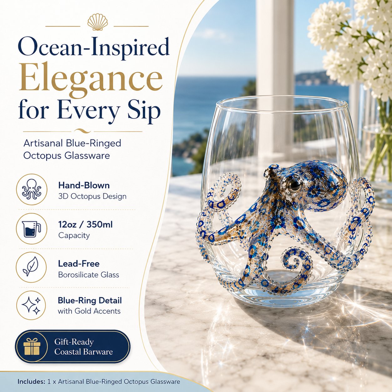 OceanGlow – Blue Ringed Octopus Artisan Glass
