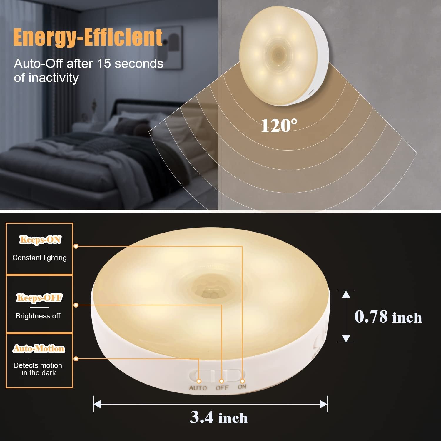3/6 Pack 8LEDs Rechargeable Motion Sensor Night Lights
