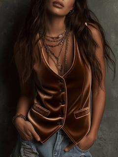 RoséMuse – Bright Bohemian Velvet Vest
