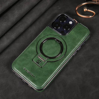Premium iPhone Stand Case – Leather & Metal