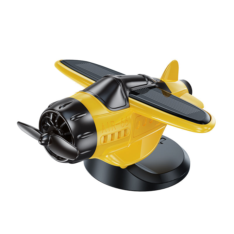 SkySpin – Retro Solar Airplane Dashboard Ornament