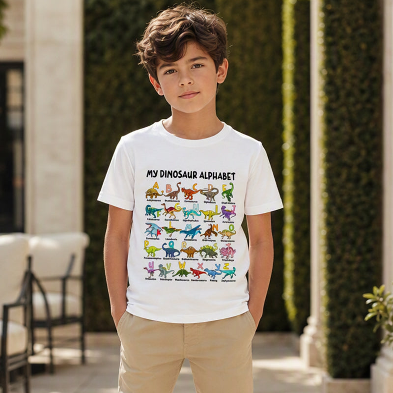 DinoQuest – Colourful Dinosaur Alphabet Learning Tee