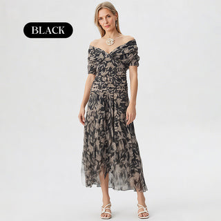 ChicPetal – Women's Printed Off-Shoulder V-Neck Dress