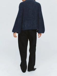 StyleNest – Casual Long Sleeve Navy Cardigan