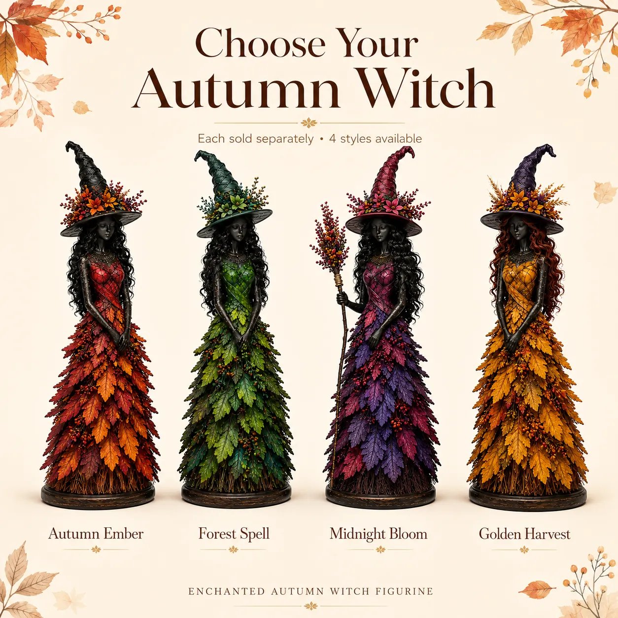 AutumnCharm – Enchanted Witch Figurine