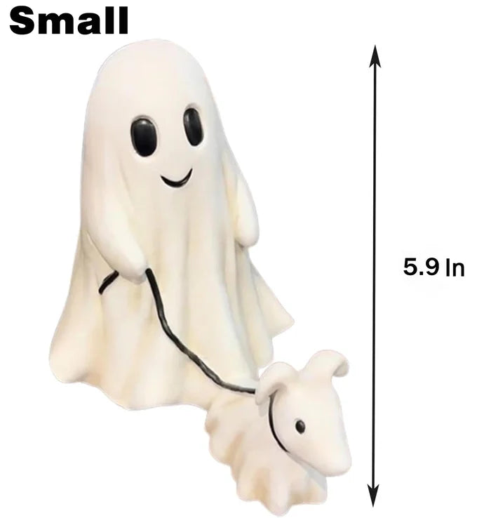 SpookyPaws - Ghostly Pumpkin Dog Statue