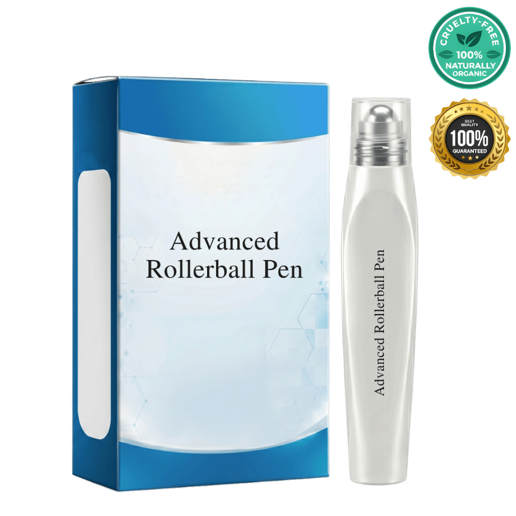 Packaging and product of Advanced Rollerball Pen on a plain background.