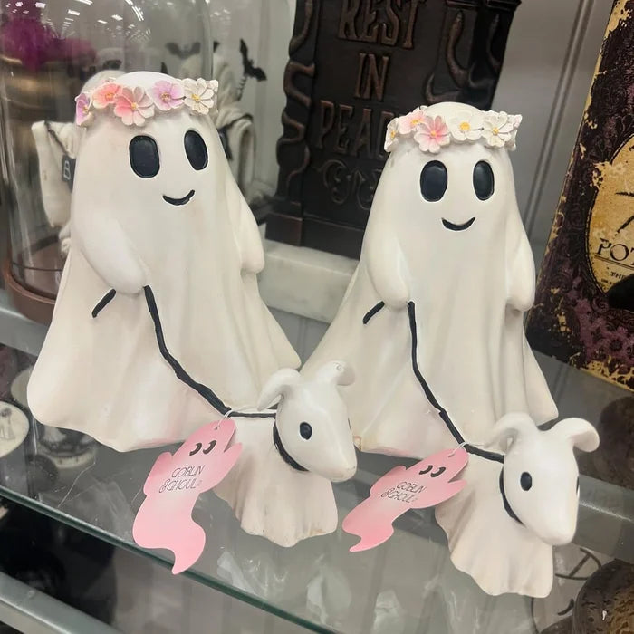 SpookyPaws - Ghostly Pumpkin Dog Statue