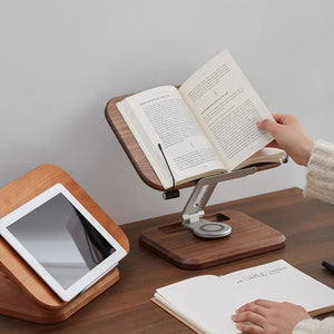 RotateLift™ Black Walnut Aluminum Alloy Book and Laptop Stand marnetic