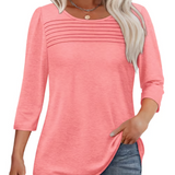 LuxeDrape - Elegant Pleated Front T Shirt
