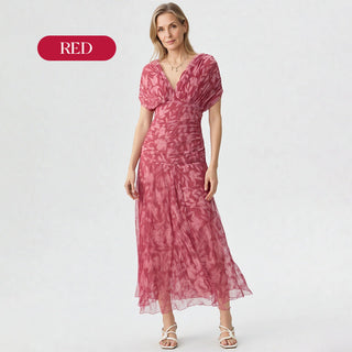 ChicPetal – Women's Printed Off-Shoulder V-Neck Dress
