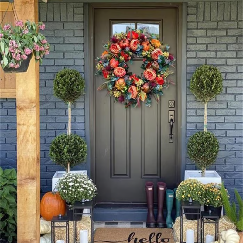 DoorDelight - Enchanting Peony & Pumpkin Wreath