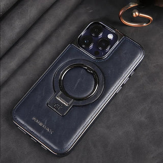 Premium iPhone Stand Case – Leather & Metal