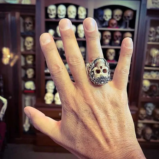 Enigmatic Antler Skull Blossom Ring