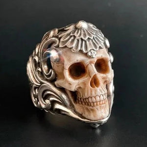 Enigmatic Antler Skull Blossom Ring marnetic
