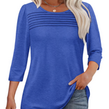 LuxeDrape - Elegant Pleated Front T Shirt