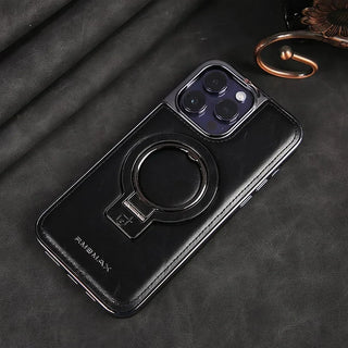 Premium iPhone Stand Case – Leather & Metal
