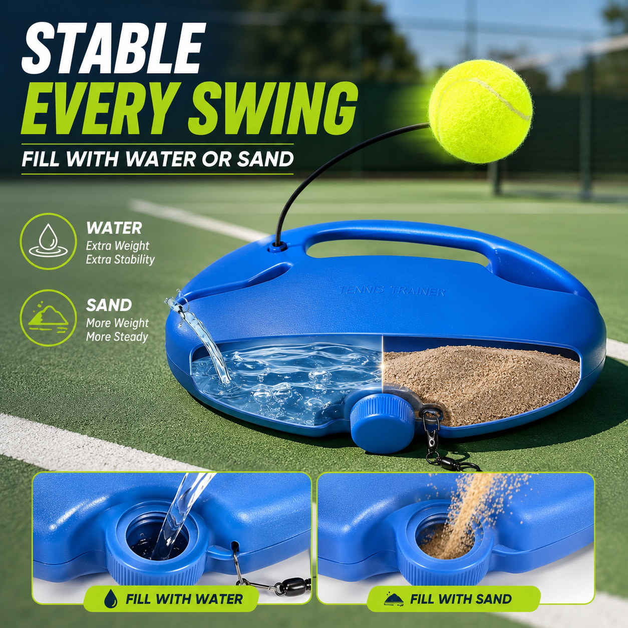 RallyCore – Solo Tennis Rebound Trainer Set
