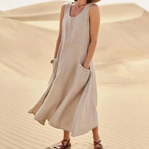 BreezeLoom – Sleeveless Cotton Linen Dress